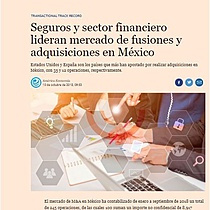 Seguros y sector financiero lideran mercado de fusiones y adquisiciones en Mxico